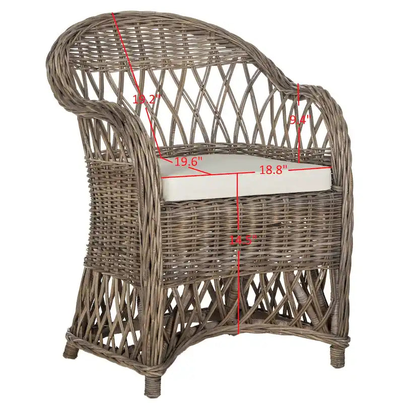 Natural Rattan Club Chair - 25.5 x 26.5 x 35.5 - 26Wx27Dx36H