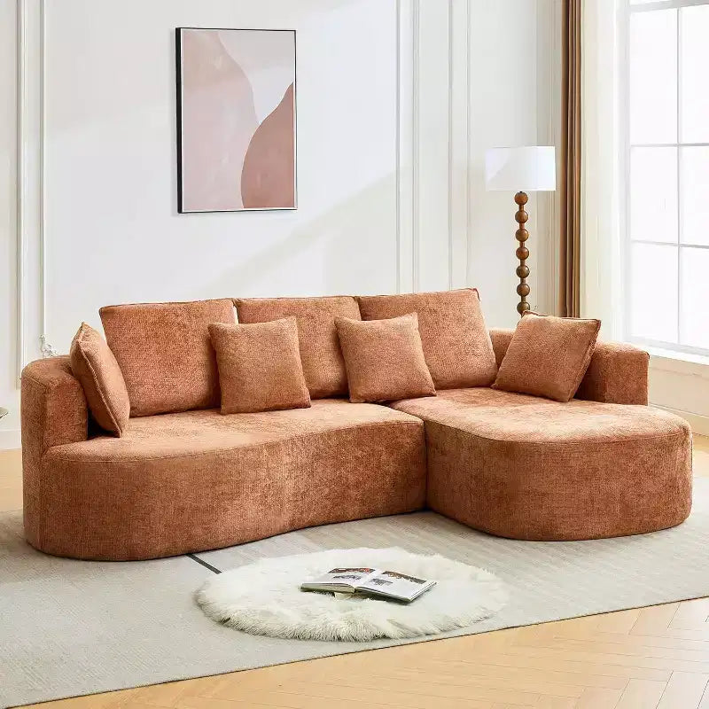 106'' Curved Modular Sectional Sofa with Chaise & Sleeper, Chenille Fabric, No Assembly for Living Room/Apartment/Bedroom