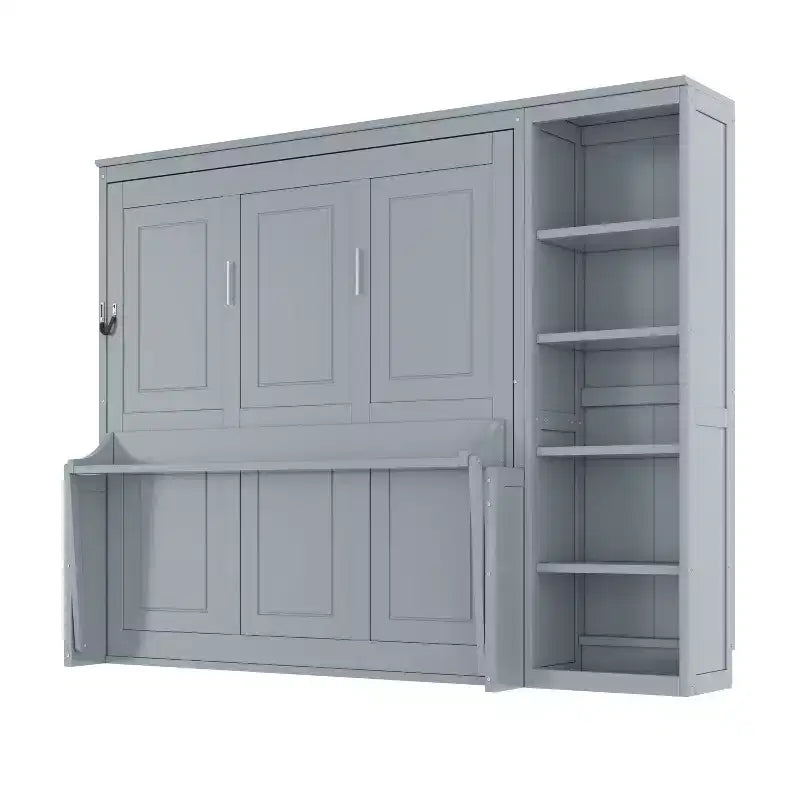 Queen Size Murphy Bed with Desk and Bookshelf