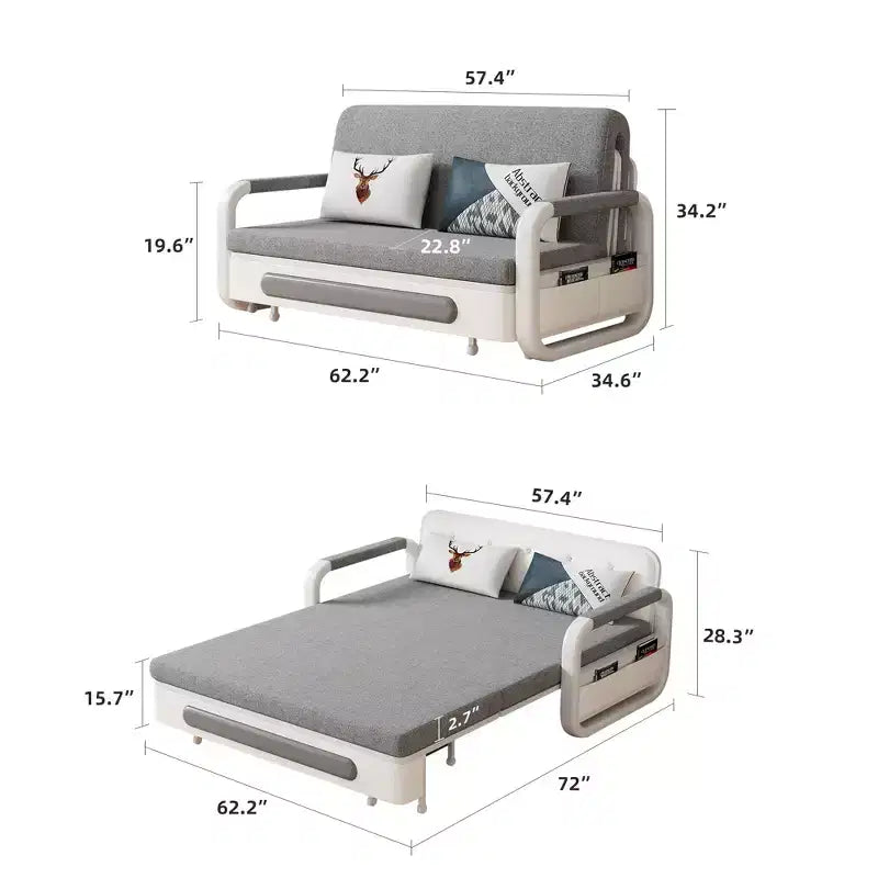 Modern Sofa Bed 62.2" Sleeper Sofa, Folding Mattress Couch