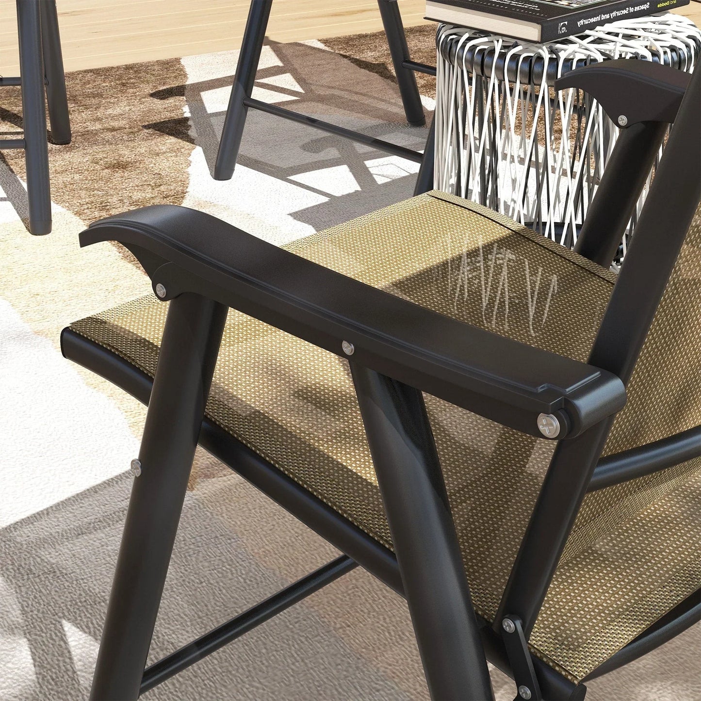 Outsunny 4-piece Folding Patio Chair Set with a Simple & Chic Design, Comfortable for the Deck, Garden, Yard & Travel