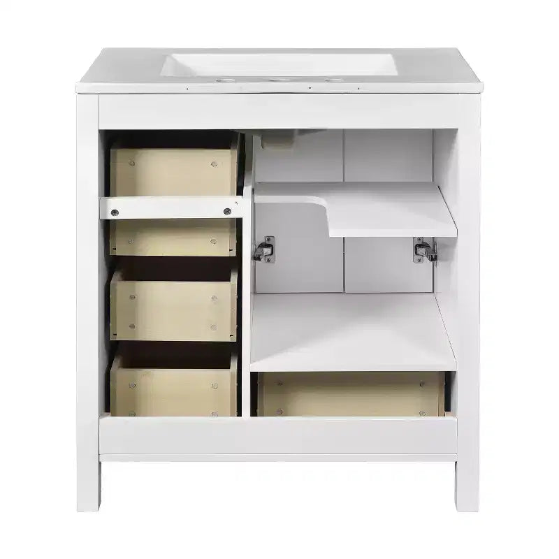 30-Inch Bathroom Vanity with Sink, Storage Drawers & Soft-Close Doors