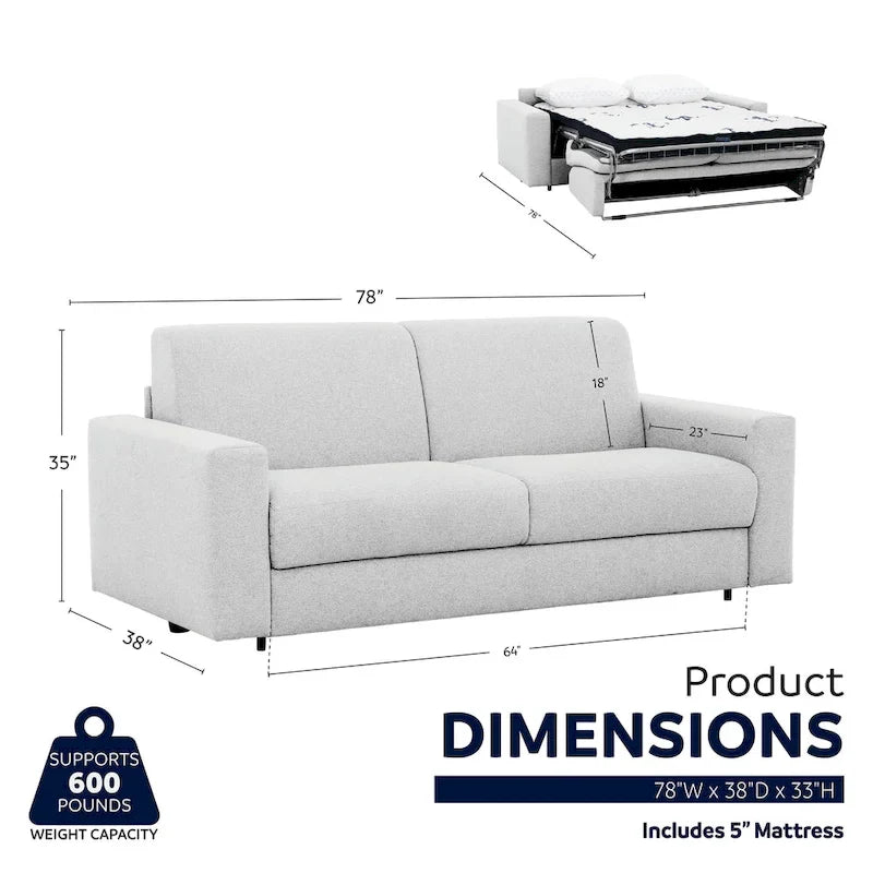 78 in. Full Sleeper Sofa with Memory Foam Mattress