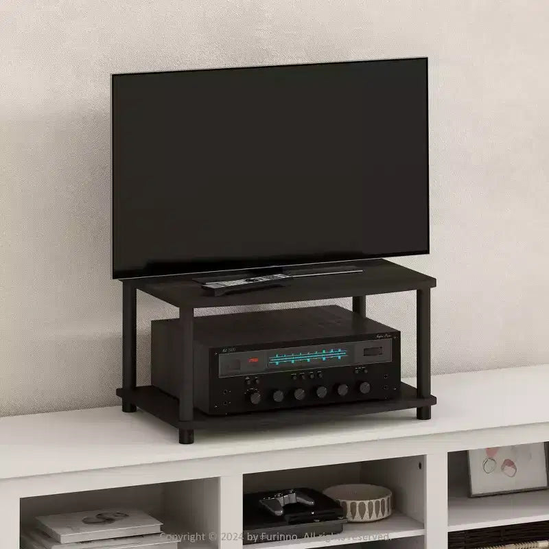 2-Tier Elevated TV Stand with Open Storage Shelves