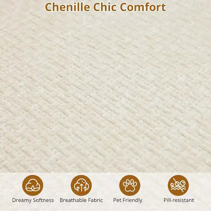 106'' Curved Modular Sectional Sofa with Chaise & Sleeper, Chenille Fabric, No Assembly for Living Room/Apartment/Bedroom