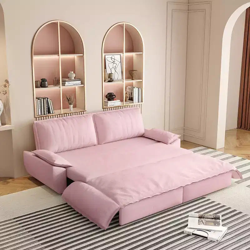 3-in-1 Convertible Queen Sleeper Sofa with Velvet Upholstery