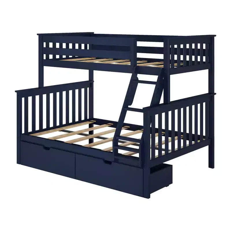 Plank+Beam Solid Wood Twin over Full Bunk Bed with Storage Drawers for Adults/Kids