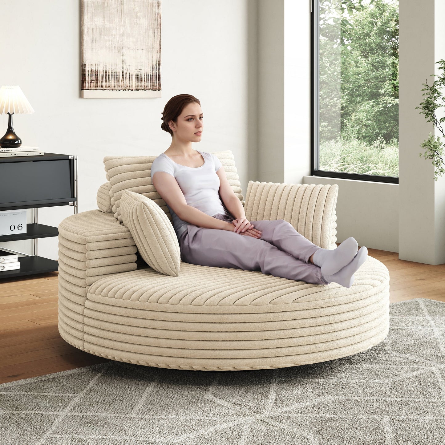 Corduroy Chenille Foam Single Swivel Chair