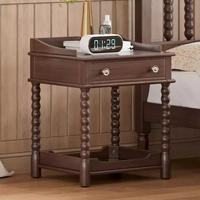 Mid-Century Modern Nightstand with Drawer and Open Shelf, Rustic Bedside Table with Storage for Bedroom or Living Room - Panipeachy
