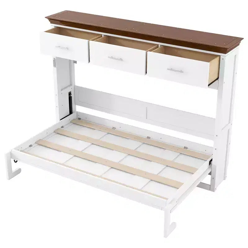 Merax Space-Saving Twin Size Murphy Bed with 3 Drawers White