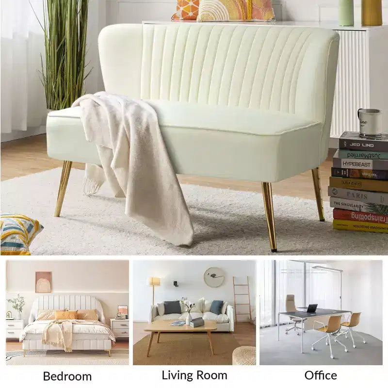 Velvet Nicolas Loveseat Chair Contemporary 2-Seater Sofa for Living Room and Bedroom Tufted Back Loveseat | Karat Home