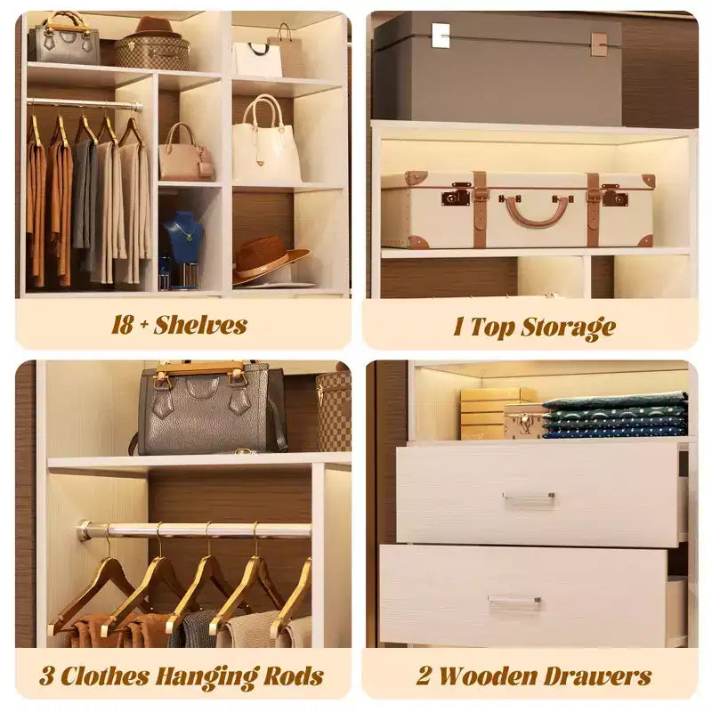 Corner Closet Organizer System with 2 Drawers