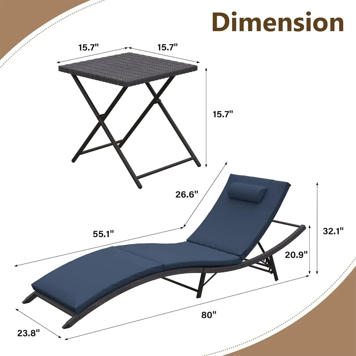 Kullavik 3-PiecesOutdoor Chaise Lounge Set
