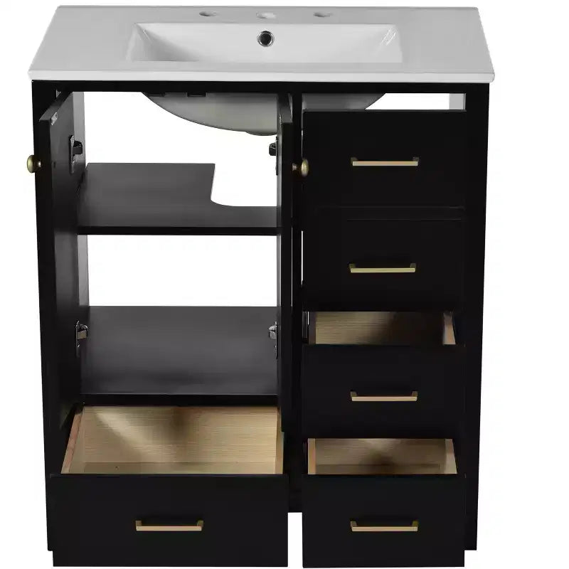30-Inch Bathroom Vanity with Sink, Storage Drawers & Soft-Close Doors
