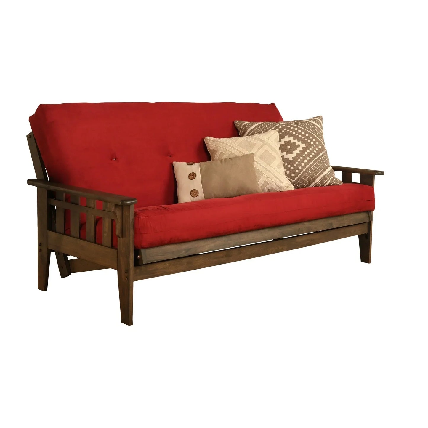 Full-size Rustic Walnut Futon Set with Mattress