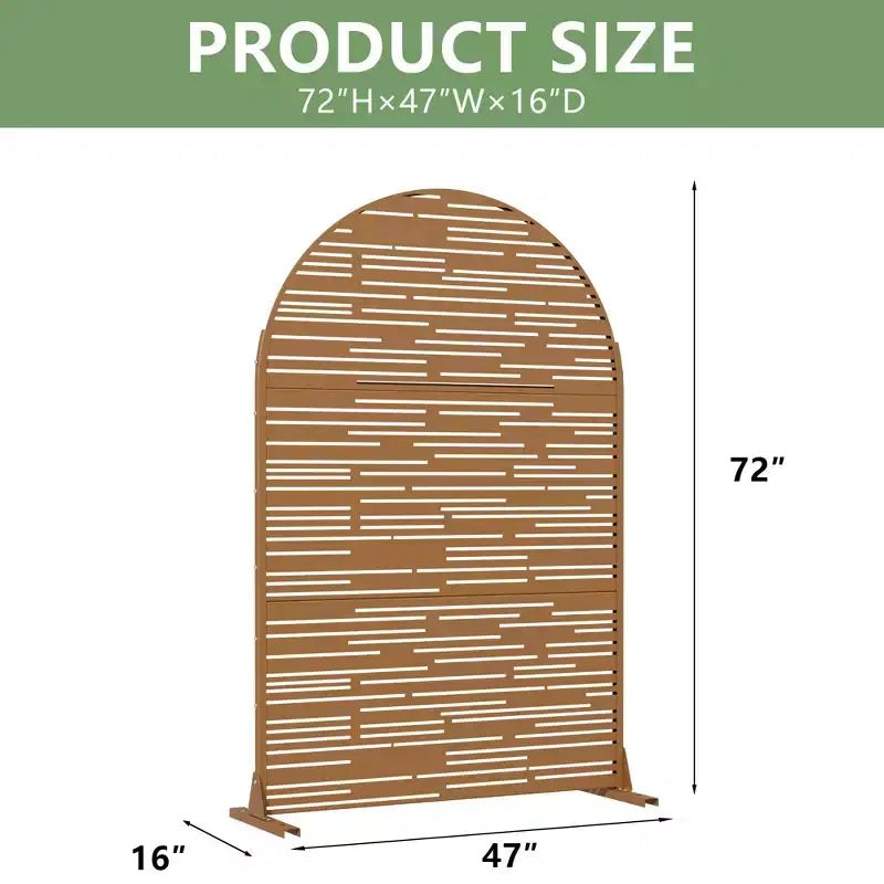 Dovelina 72H x 47W Arched Outdoor Metal Privacy Screen Freestanding Fence Panels in White/Brown for Garden Patio Deck Yard