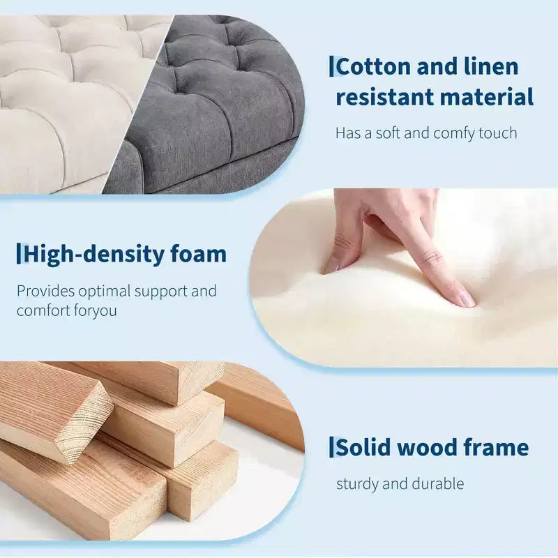 50.8 Storage Ottoman Bench, Tufted Upholstered End of Bed Storage Bench, Flip Top Entryway Bench with Safety Slow-Close Hinge for Living Room