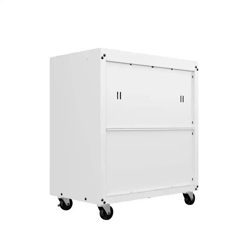 Manhattan Comfort Fortress 3pc Mobile Space Saving Garage Cabinet and Worktable Set 3.0 White