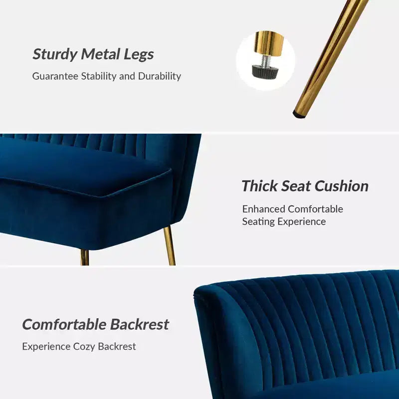 Velvet Nicolas Loveseat Chair Contemporary 2-Seater Sofa for Living Room and Bedroom Tufted Back Loveseat | Karat Home