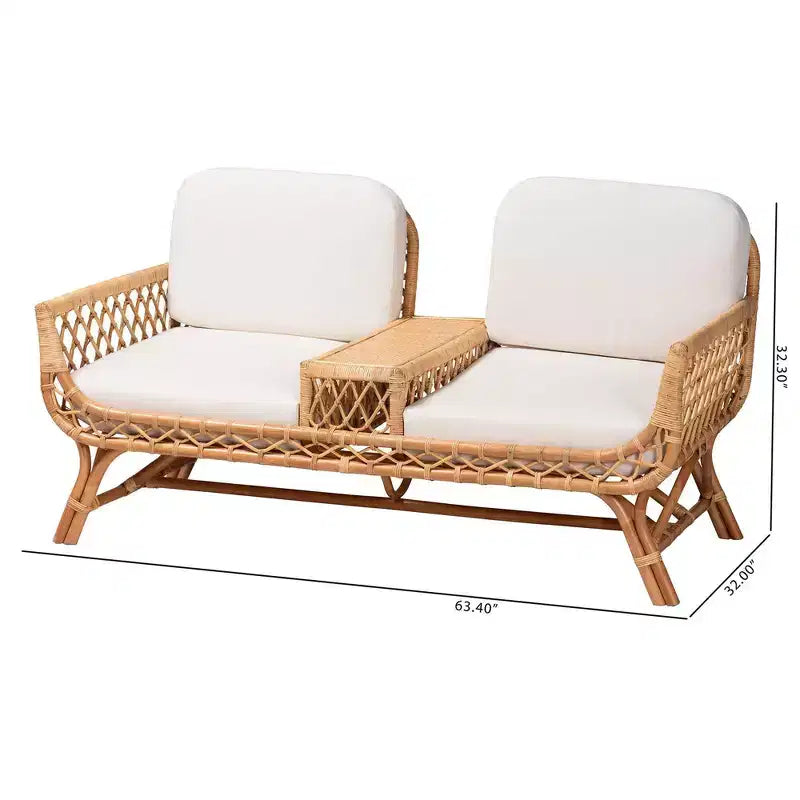 bali & pari Pakis Rattan Tete-a-Tete Sofa Natural Rattan