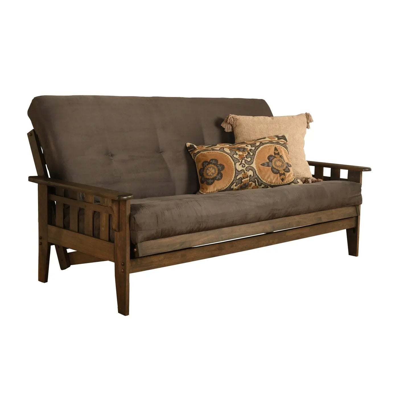 Full-size Rustic Walnut Futon Set with Mattress