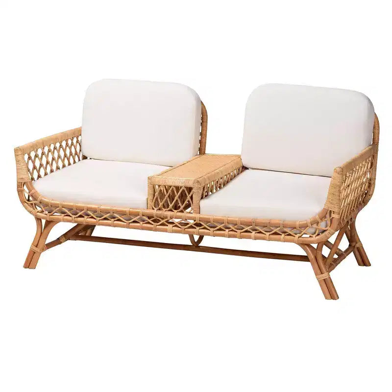 bali & pari Pakis Rattan Tete-a-Tete Sofa Natural Rattan