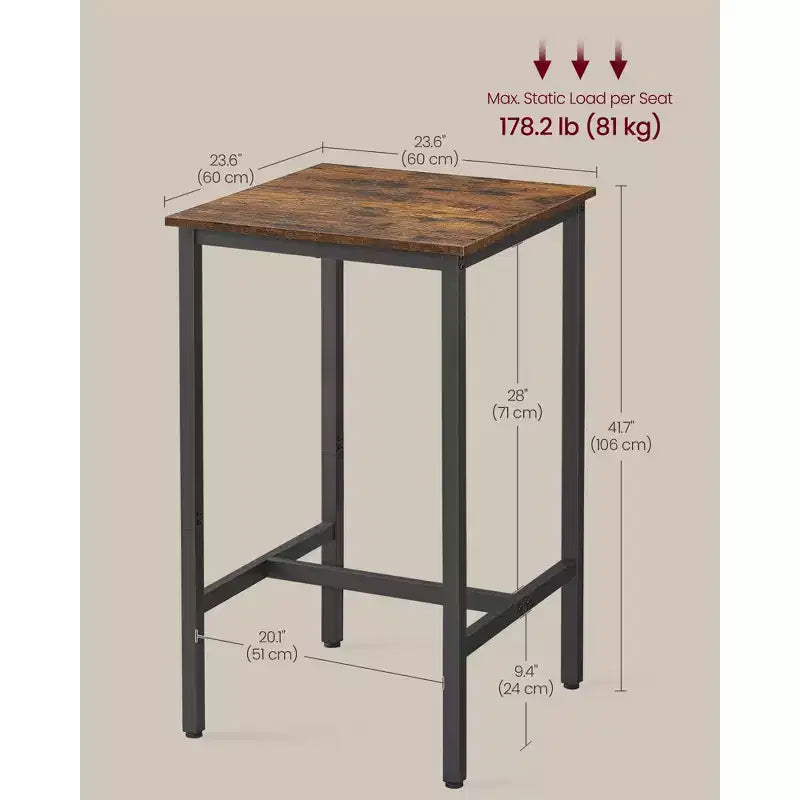 Small High Top Bar Table with Metal Frame – Seats 2