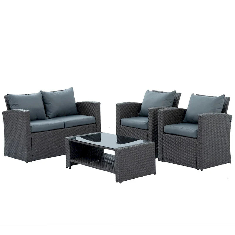4-Piece Outdoor Patio Furniture Conversation Set