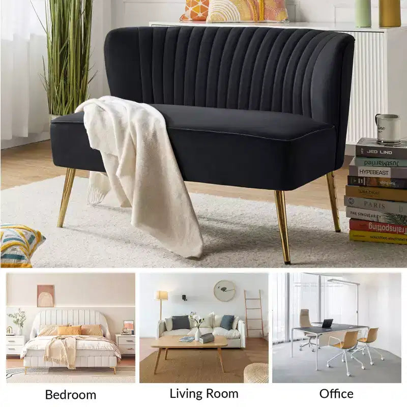 Velvet Nicolas Loveseat Chair Contemporary 2-Seater Sofa for Living Room and Bedroom Tufted Back Loveseat | Karat Home