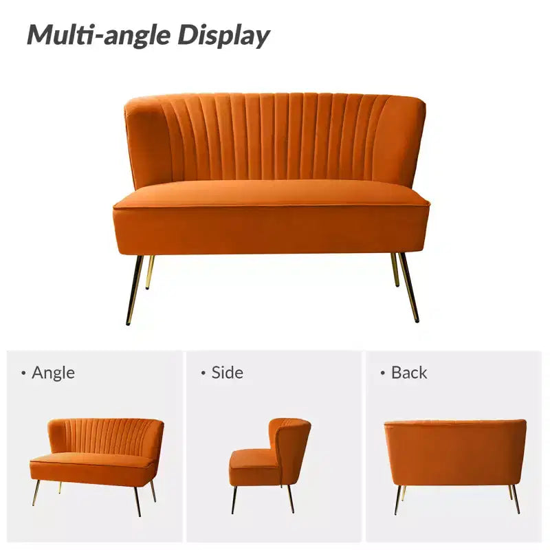 Velvet Nicolas Loveseat Chair Contemporary 2-Seater Sofa for Living Room and Bedroom Tufted Back Loveseat | Karat Home