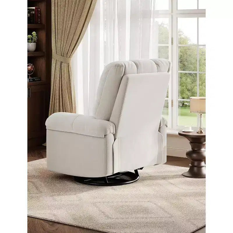 Oversized Swivel Rocker Recliner Chair, Overstuffed Chenille Upholstery, Padded Armrests, Infinite Recline, 350 lb Capacity, for Living Room