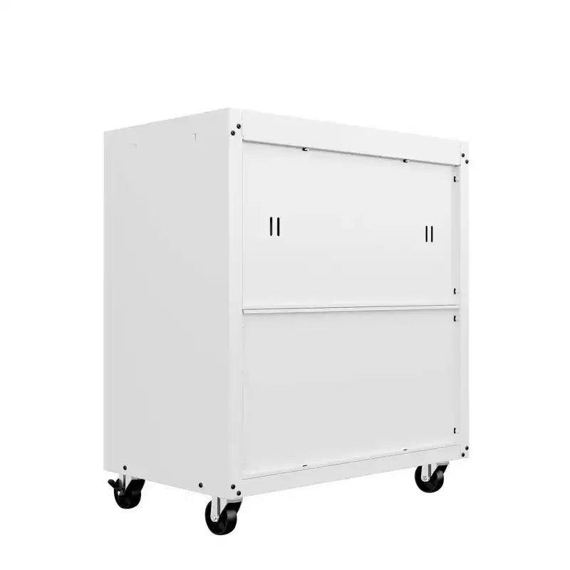 Manhattan Comfort Fortress 3pc Mobile Space Saving Garage Cabinet and Worktable Set 3.0 White