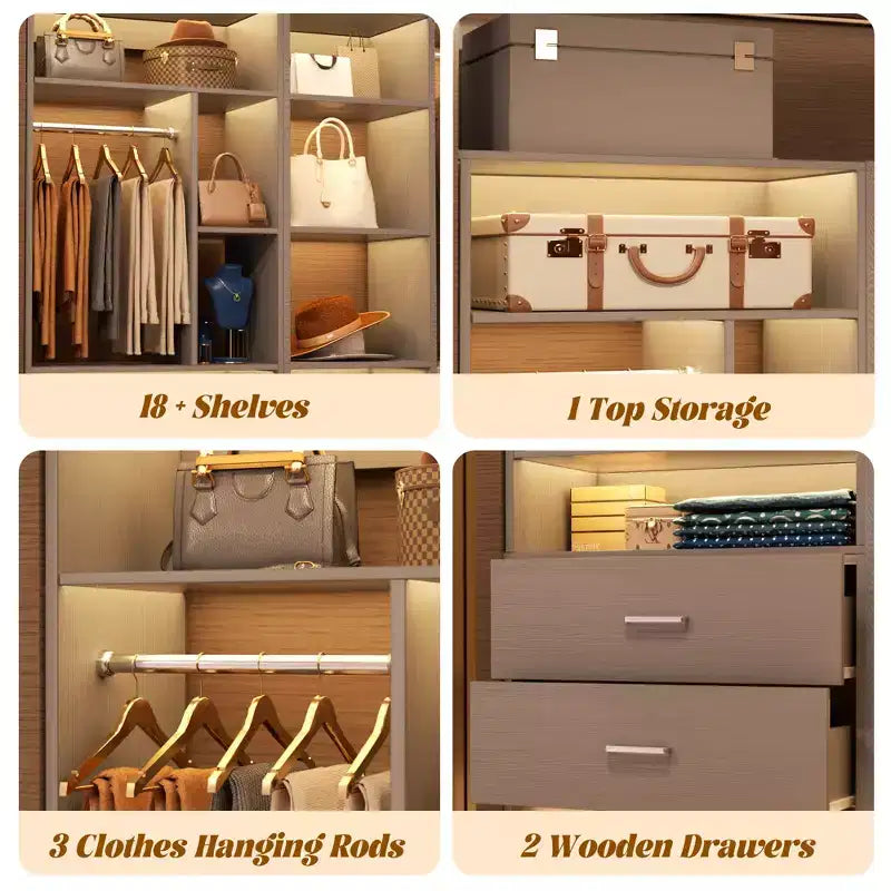 Corner Closet Organizer System with 2 Drawers