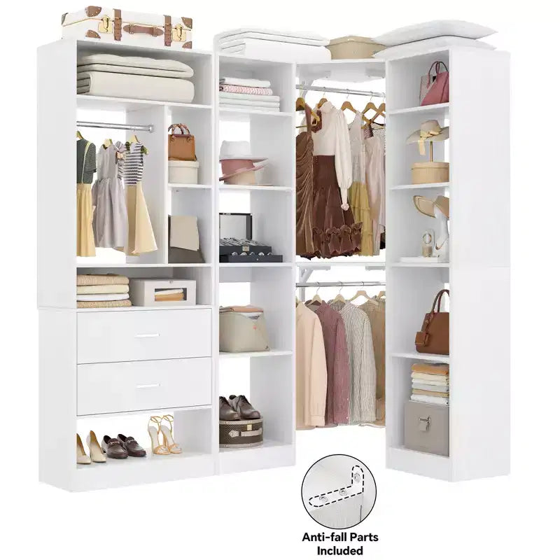 Corner Closet Organizer System with 2 Drawers