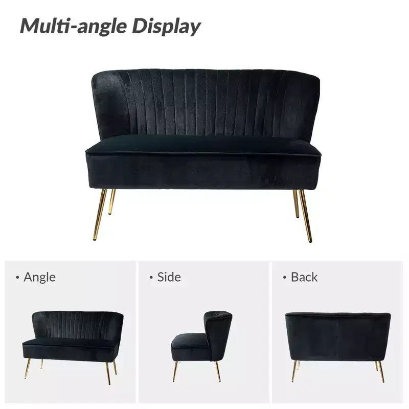 Velvet Nicolas Loveseat Chair Contemporary 2-Seater Sofa for Living Room and Bedroom Tufted Back Loveseat | Karat Home