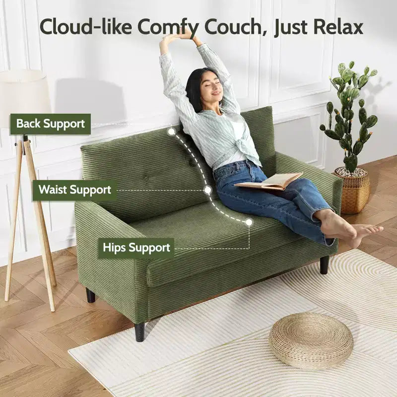 Small Loveseat Sofa, Comfy Couch with Thick Cushions, Tool-Free Assembly Loveseat for Bedroom, Small Loveseat for Small Spaces