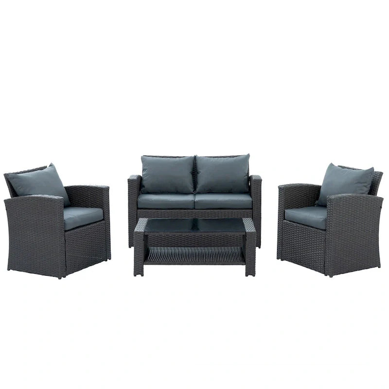 4-Piece Outdoor Patio Furniture Conversation Set