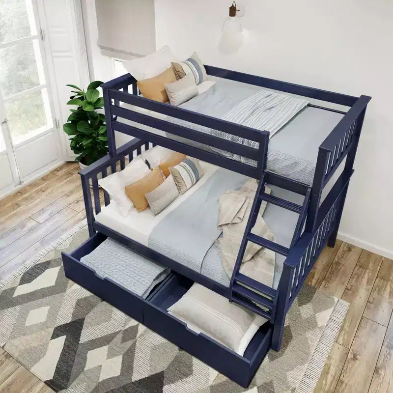 Plank+Beam Solid Wood Twin over Full Bunk Bed with Storage Drawers for Adults/Kids
