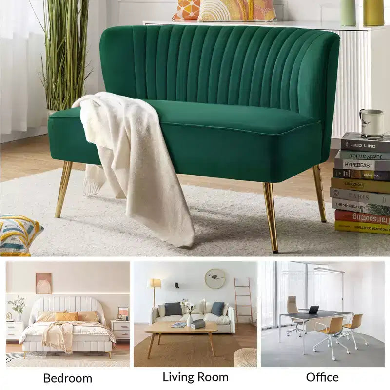 Velvet Nicolas Loveseat Chair Contemporary 2-Seater Sofa for Living Room and Bedroom Tufted Back Loveseat | Karat Home