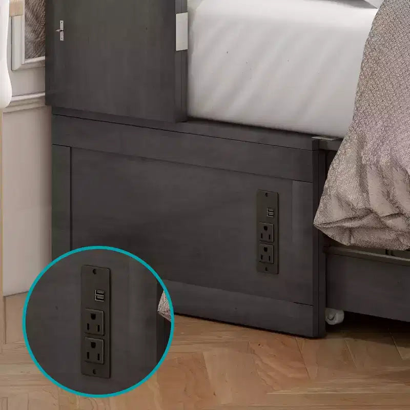 Murphy Bed Cabinet, Modern Murphy Bed Queen with Mattress, Built-in USB Charging Station & Drawers