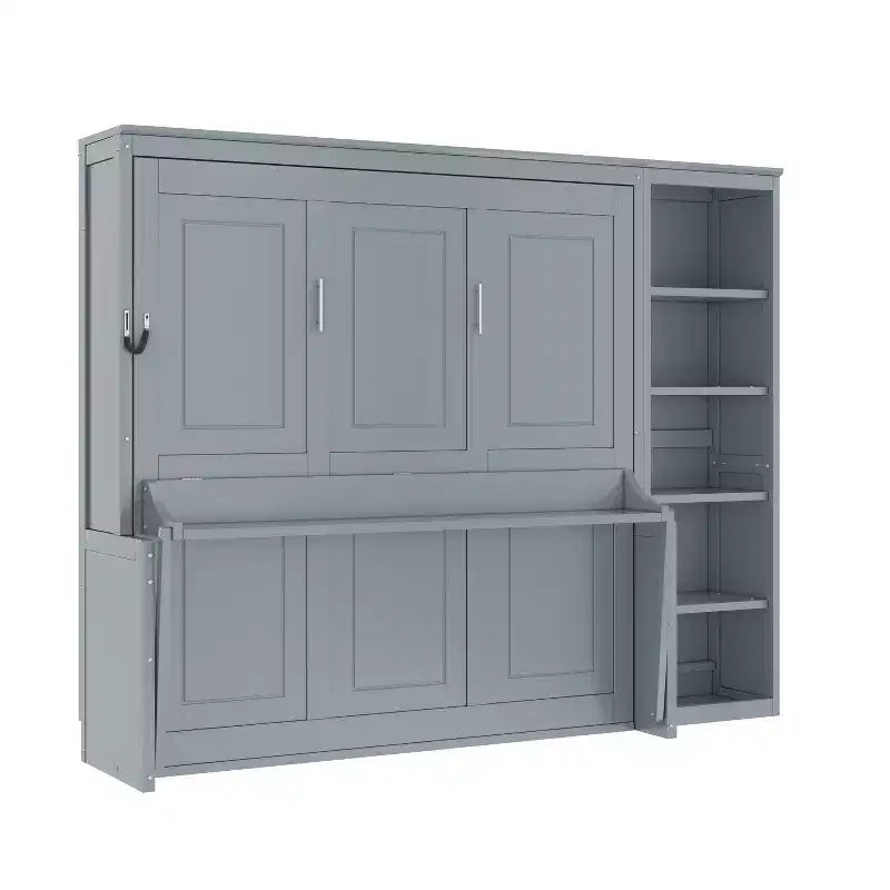 Queen Size Murphy Bed with Desk and Bookshelf