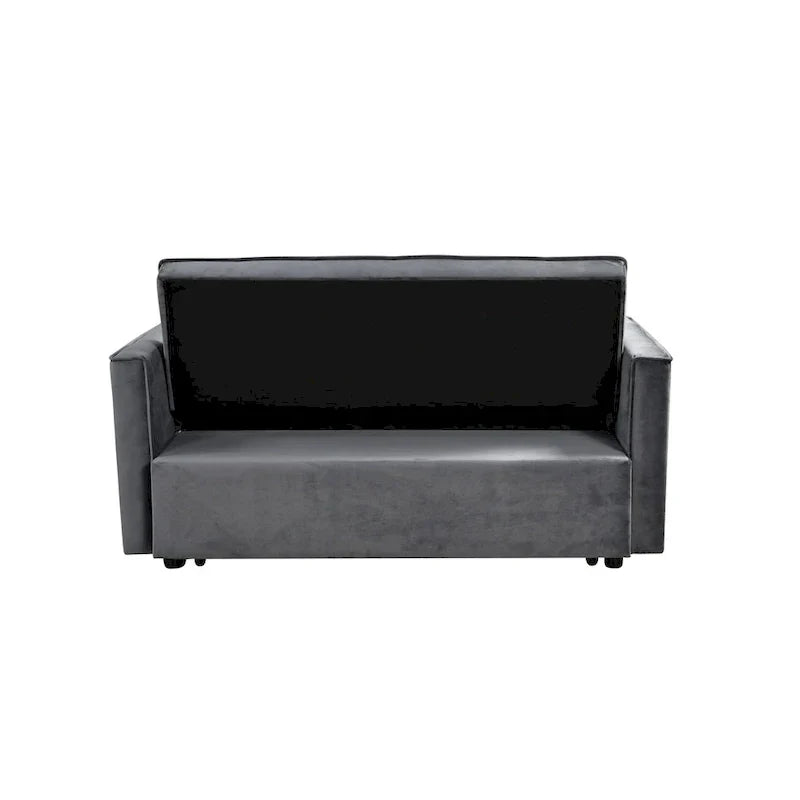 Modern Velvet Futon Loveseat with Reclining Backrest & Pockets, Seats 2 ??Dark Gray / Light Gray / Blue / Black