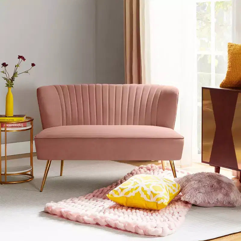 Velvet Nicolas Loveseat Chair Contemporary 2-Seater Sofa for Living Room and Bedroom Tufted Back Loveseat | Karat Home