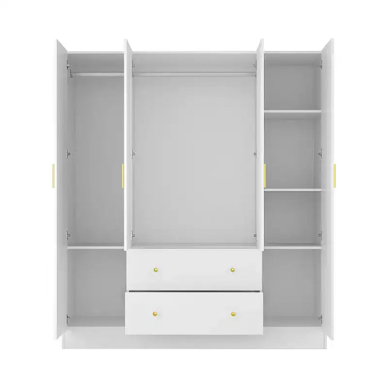 Modern Wardrobe with Mirror Closet Organization Armoire: Sturdy Rails, Smooth Drawers Practical & Stylish