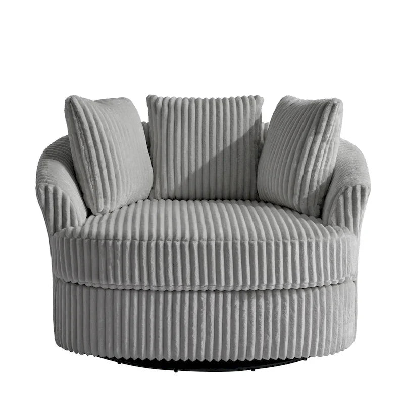 DREAMSIDEA 2 Set Recessed Arm Slipcovered Swivel Barrel Chair