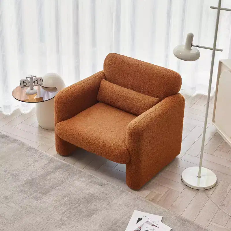 MAYEERTY Modern Lamb Fabric Loveseat Sofa Solid Wood Frame Toss Pillow Included
