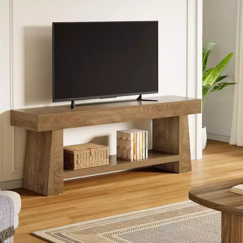 Lantine 63-Inch TV Stand for 55/60/65/70-Inch TVs, 2-Tier Wooden Entertainment Center, Media Console Table for Living Room, Bedroom