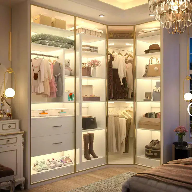 Corner Closet Organizer System with 2 Drawers
