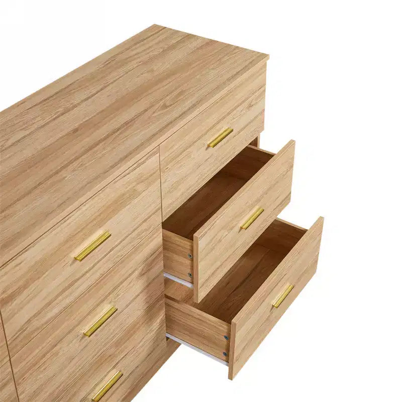 9-Drawer Dresser – Natural Wood Grain, MDF, Single User
