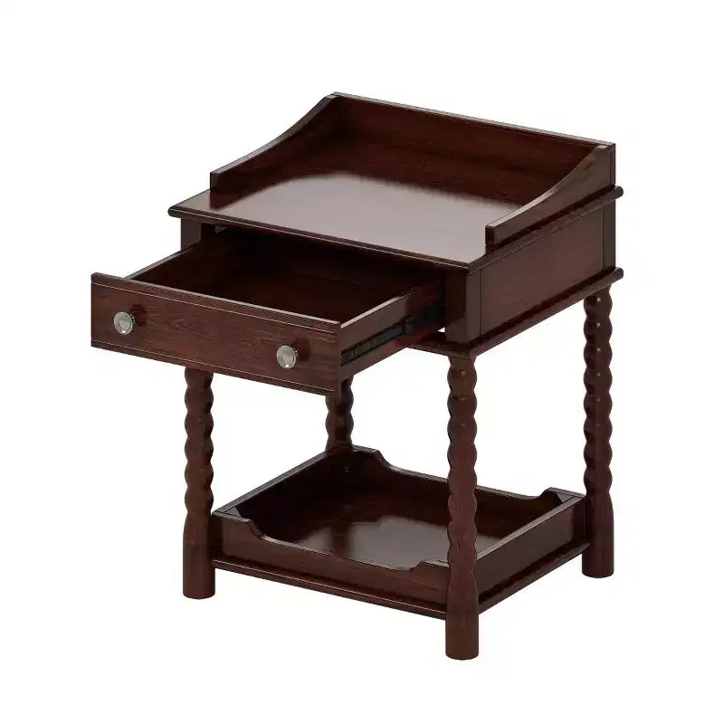 Mid-Century Modern Nightstand with Drawer and Open Shelf, Rustic Bedside Table with Storage for Bedroom or Living Room - Panipeachy